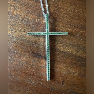 Rarities Tsavorite Cross pendant necklace sterling silver NWT